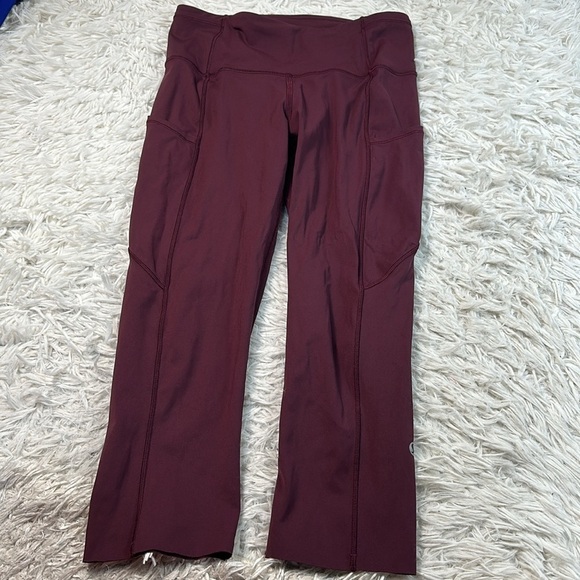 Lululemon Fast and Free High-Rise Crop II *Non-Reflective Nulux Garnet - Picture 1 of 6